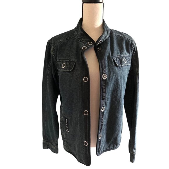 Jansport Jean Jacket VINTAGE Walkman Dark Denim Long Sleeve Snap Close Large - Picture 2 of 8